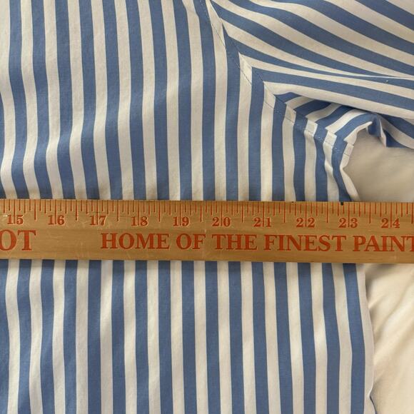 Lands' End Women's Blue & White Striped No Iron Supima Button Down Shirt Size 18 - Picture 9 of 10